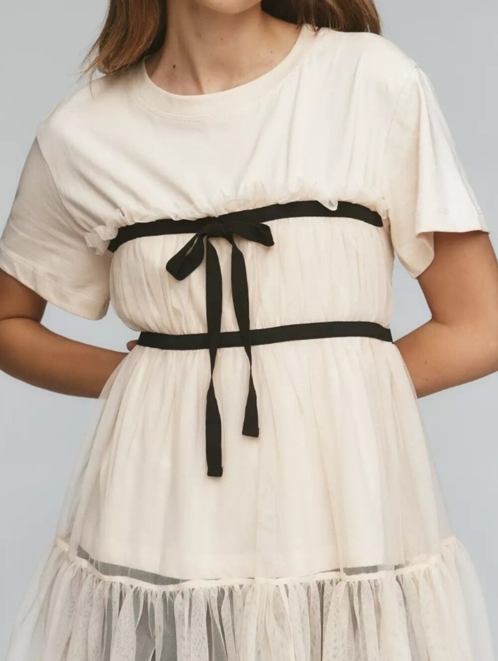 By Anthropologie Tiered Bow Tulle T-Shirt
